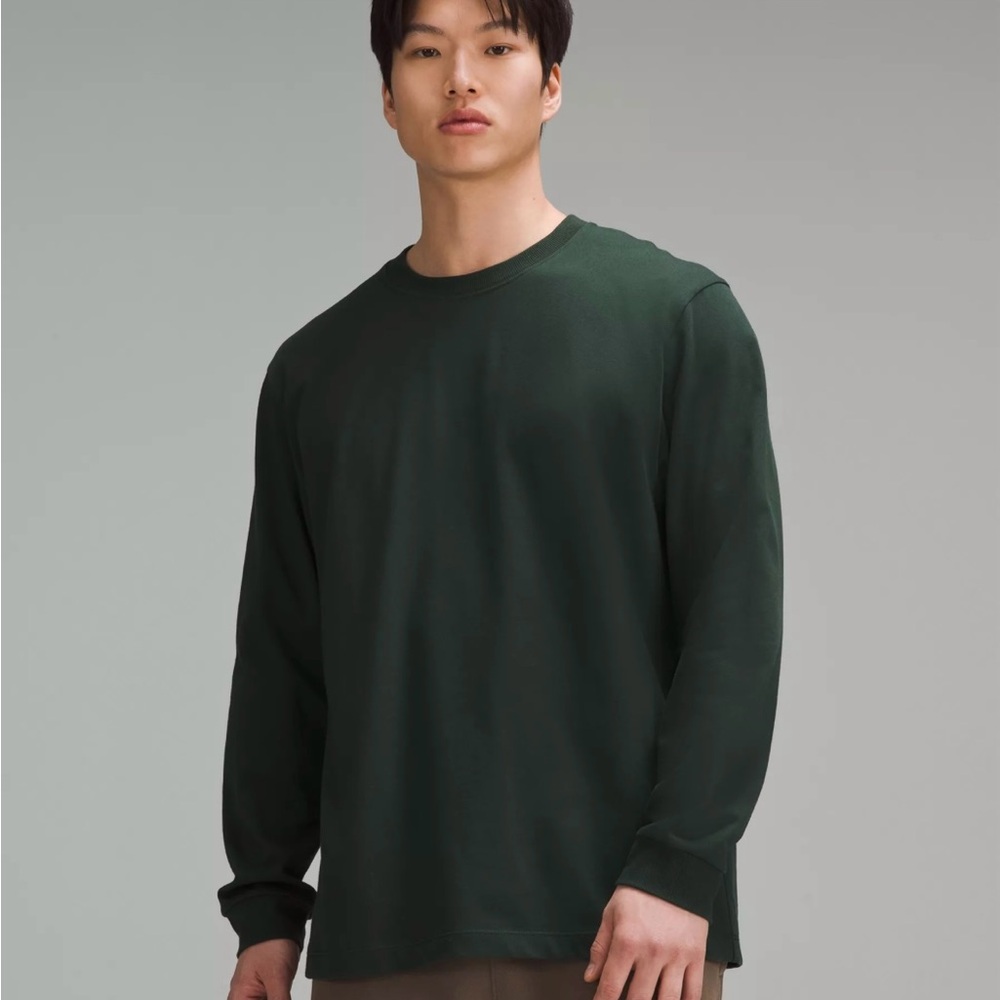Lululemon Men’s Hunter Green Longsleeve Cotton Jersey Knit Tee Shirt Size XL